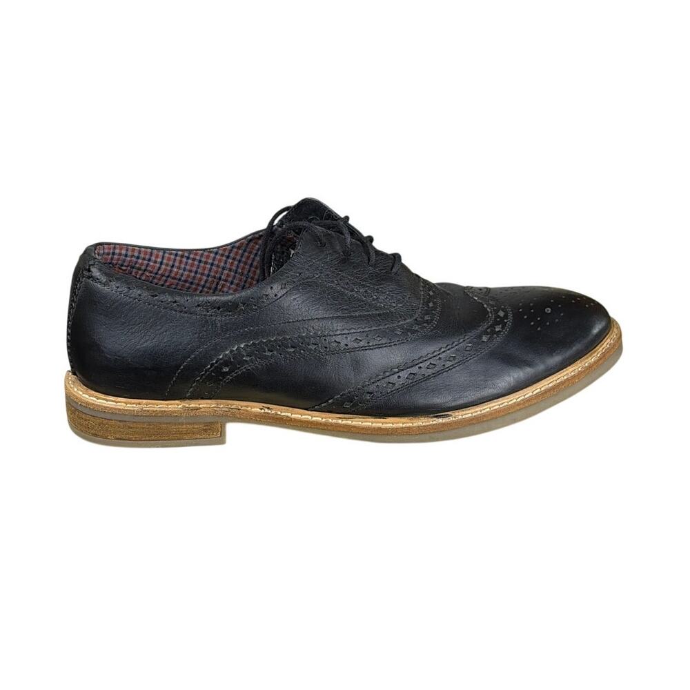 Ben Sherman Black Leather Wingtip Brogue Oxfords Size 9.5
